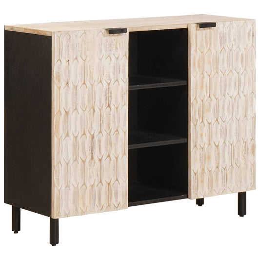vidaXL Sideboard White Wash Finish 90 x 33 x 75 cm Solid Mango Wood