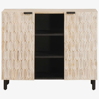 vidaXL Sideboard White Wash Finish 90 x 33 x 75 cm Solid Mango Wood