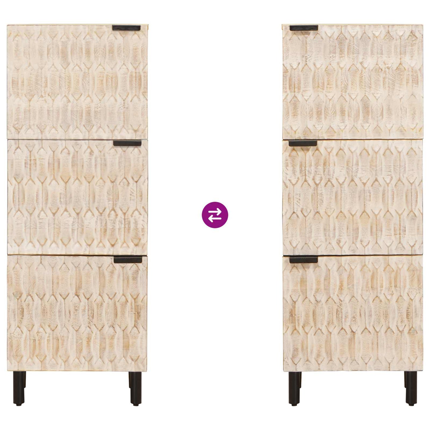 vidaXL Highboard White Wash Finish 40 x 33 x 110 cm Solid Mango Wood