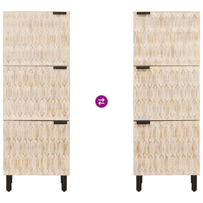 vidaXL Highboard White Wash Finish 40 x 33 x 110 cm Solid Mango Wood