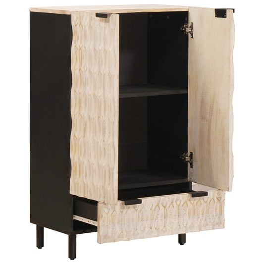 vidaXL Highboard White Wash Finish 60 x 33 x 100 cm Solid Mango Wood