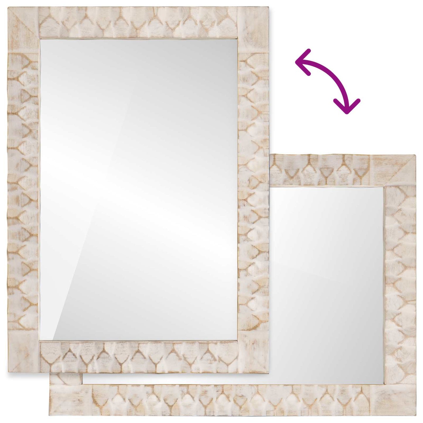 vidaXL Bathroom Mirror with Mirror White Wash Finish 50 x 70 x 2.5 cm