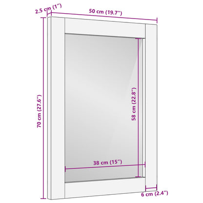 vidaXL Bathroom Mirror with Mirror White Wash Finish 50 x 70 x 2.5 cm