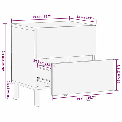 vidaXL Bedside Cabinet Brown 40 x 33 x 46 cm Solid Mango Wood