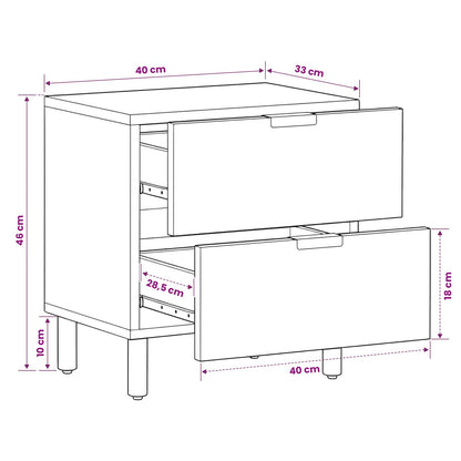 vidaXL Bedside Cabinet Brown 40 x 33 x 46 cm Solid Mango Wood