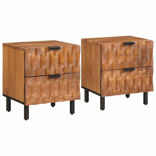 vidaXL Bedside Cabinet 2 pcs Brown 40 x 33 x 46 cm Solid Mango Wood