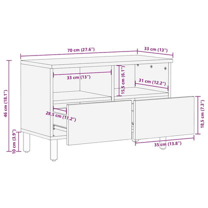 vidaXL TV Cabinet Acacia Brown Finish 70 x 33 x 46 cm Solid Mango Wood
