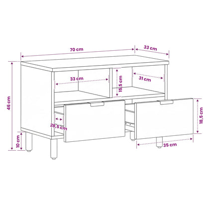 vidaXL TV Cabinet Acacia Brown Finish 70 x 33 x 46 cm Solid Mango Wood