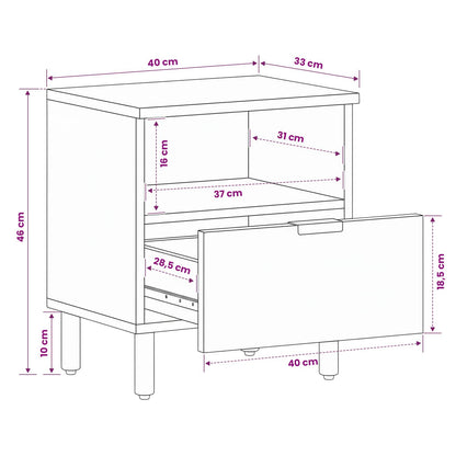 vidaXL Bedside Cabinet 2 pcs Brown 40 x 33 x 46 cm Solid Mango Wood