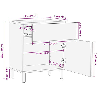 vidaXL Bedside Cabinet Brown 50 x 33 x 60 cm Solid Mango Wood