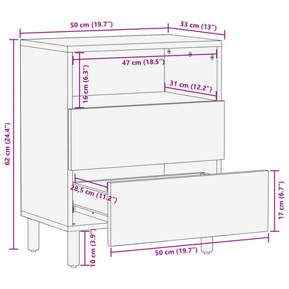 vidaXL Bedside Cabinet Brown 50 x 33 x 62 cm Solid Mango Wood
