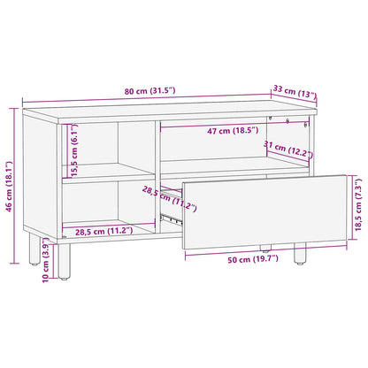 vidaXL TV Cabinet Acacia Brown Finish 80 x 33 x 46 cm Solid Mango Wood