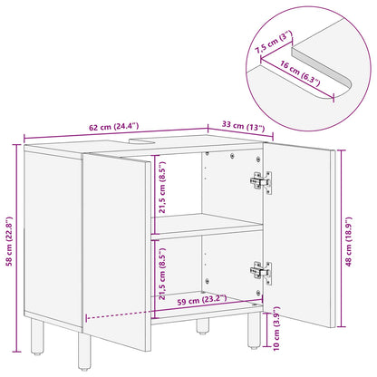vidaXL Bathroom Sink Cabinet Brown 62 x 33 x 58 cm Solid Mango Wood