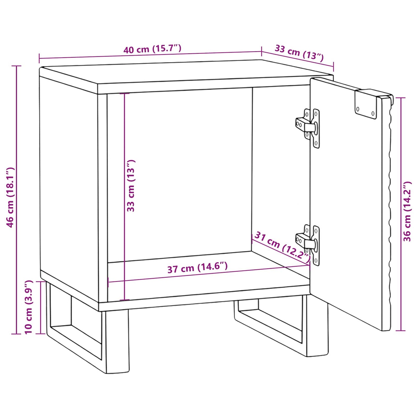 vidaXL Bedside Cabinet Natural 40 x 33 x 46 cm Engineered Wood
