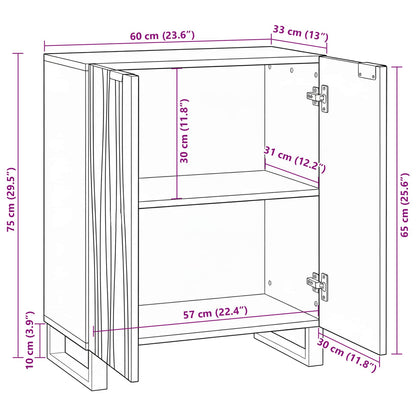 vidaXL Sideboard Natural 60 x 33.5 x 75 cm Solid Mango Wood