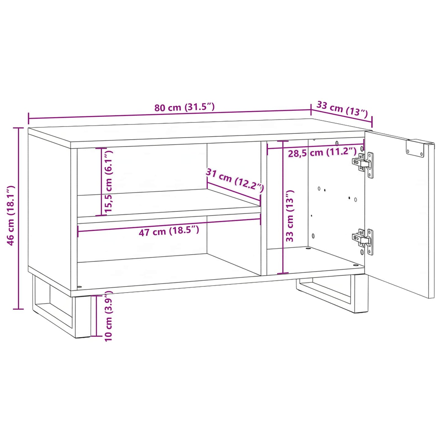 vidaXL TV Units Brown 80 x 33 x 46 cm Engineered wood
