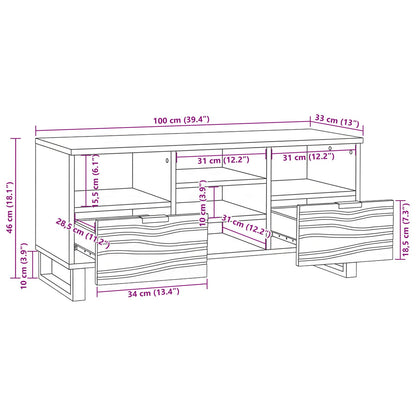 vidaXL TV Units with Drawer Brown 100 x 33 x 46 cm Engineered wood