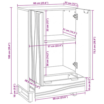 vidaXL Highboard Brown 60 x 33 x 100 cm Solid mango wood