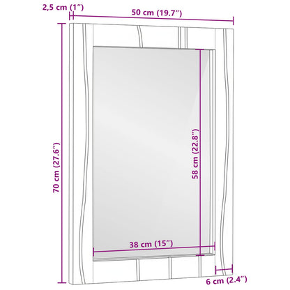 vidaXL Bathroom Mirror Rectangular Natural 50 x 2.5 x 70 cm