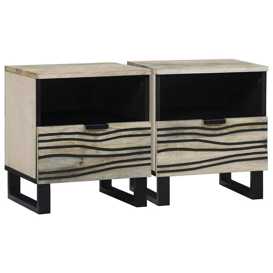 vidaXL Bedside Cabinet 2 pcs White 40 x 33 x 46 cm Engineered Wood