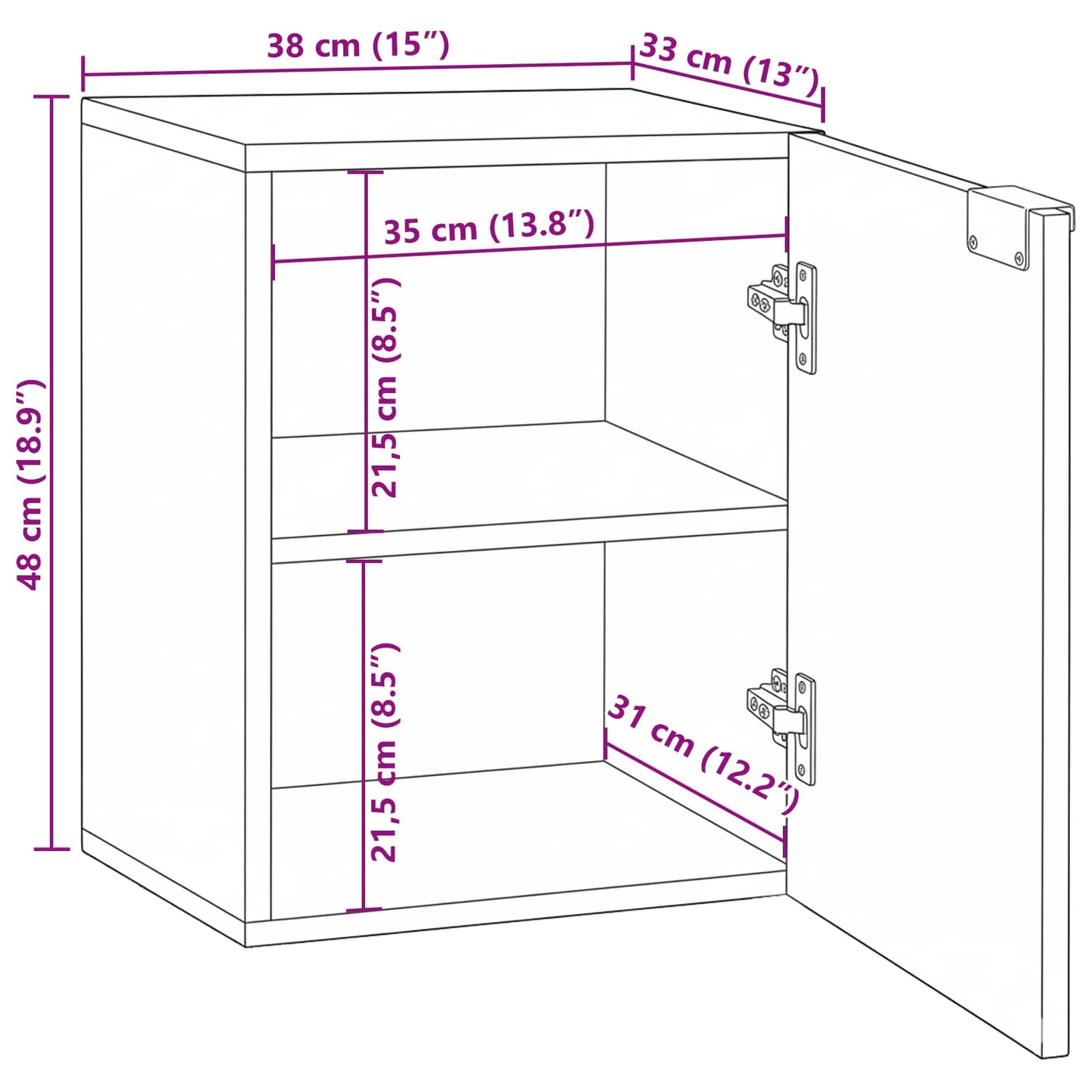 vidaXL Bathroom Sink Cabinet White 38 x 33.5 x 48 cm Engineered wood