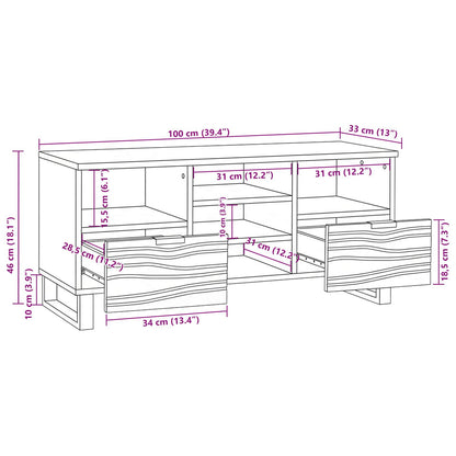 vidaXL TV Units with Drawer Walnut 100 x 33 x 46 cm Engineered wood