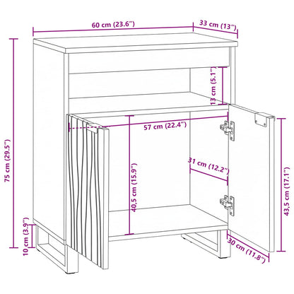vidaXL Sideboard with Drawer Brown 60 x 33 x 75 cm Solid mango wood