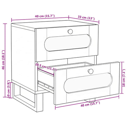 vidaXL Bedside Cabinet Natural 40 x 33 x 46 cm Solid Mango Wood
