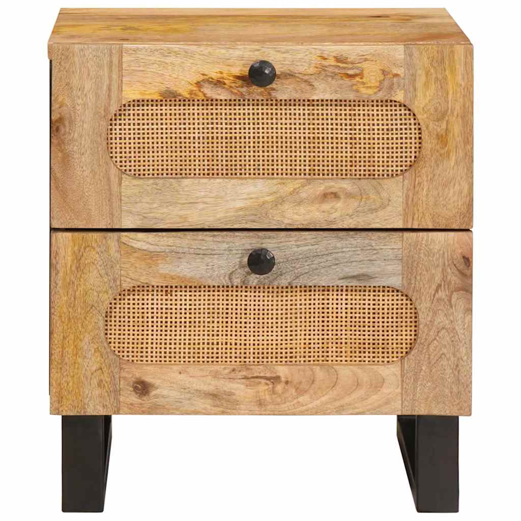 vidaXL Bedside Cabinet 2 pcs Natural 40 x 33 x 46 cm Solid Mango Wood