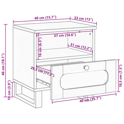 vidaXL Bedside Cabinet Natural 40 x 33 x 46 cm Solid Mango Wood