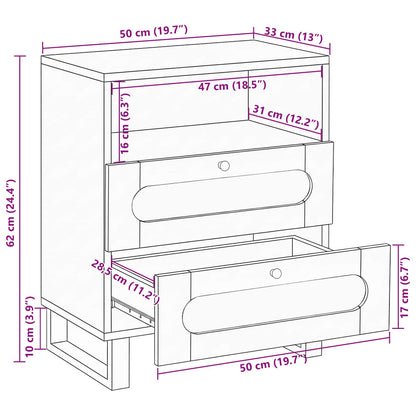 vidaXL Bedside Cabinet Natural 50 x 33 x 62 cm Solid Mango Wood