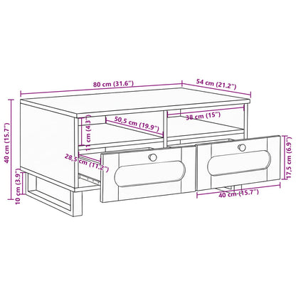 vidaXL Coffee Table Artisan Oak 80 x 54 x 40 cm Solid Mango Wood