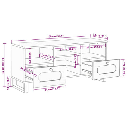 vidaXL TV Cabinet with Drawer Brown 100 x 33 x 46 cm Solid Mango Wood