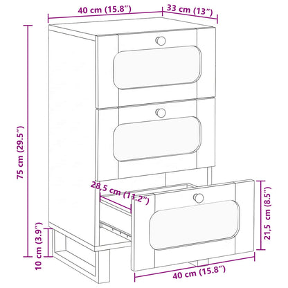 vidaXL Sideboard with Drawer Brown 40 x 33 x 75 cm Solid Mango Wood
