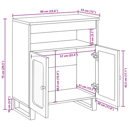 vidaXL Sideboard with Storage Brown 60 x 33 x 75 cm Solid Mango Wood