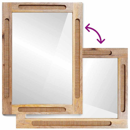 vidaXL Bathroom Mirror Brown 50 x 2.5 x 70 cm Solid Mango Wood