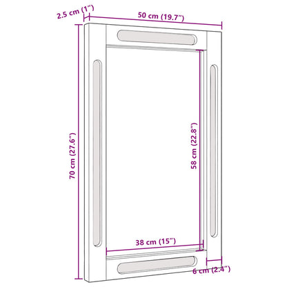 vidaXL Bathroom Mirror Brown 50 x 2.5 x 70 cm Solid Mango Wood