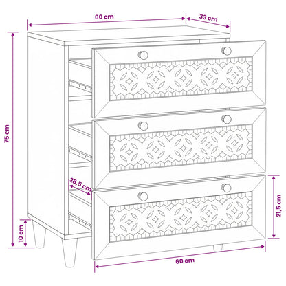 vidaXL Sideboard Light brown 60 x 33 x 75 cm Solid mango wood