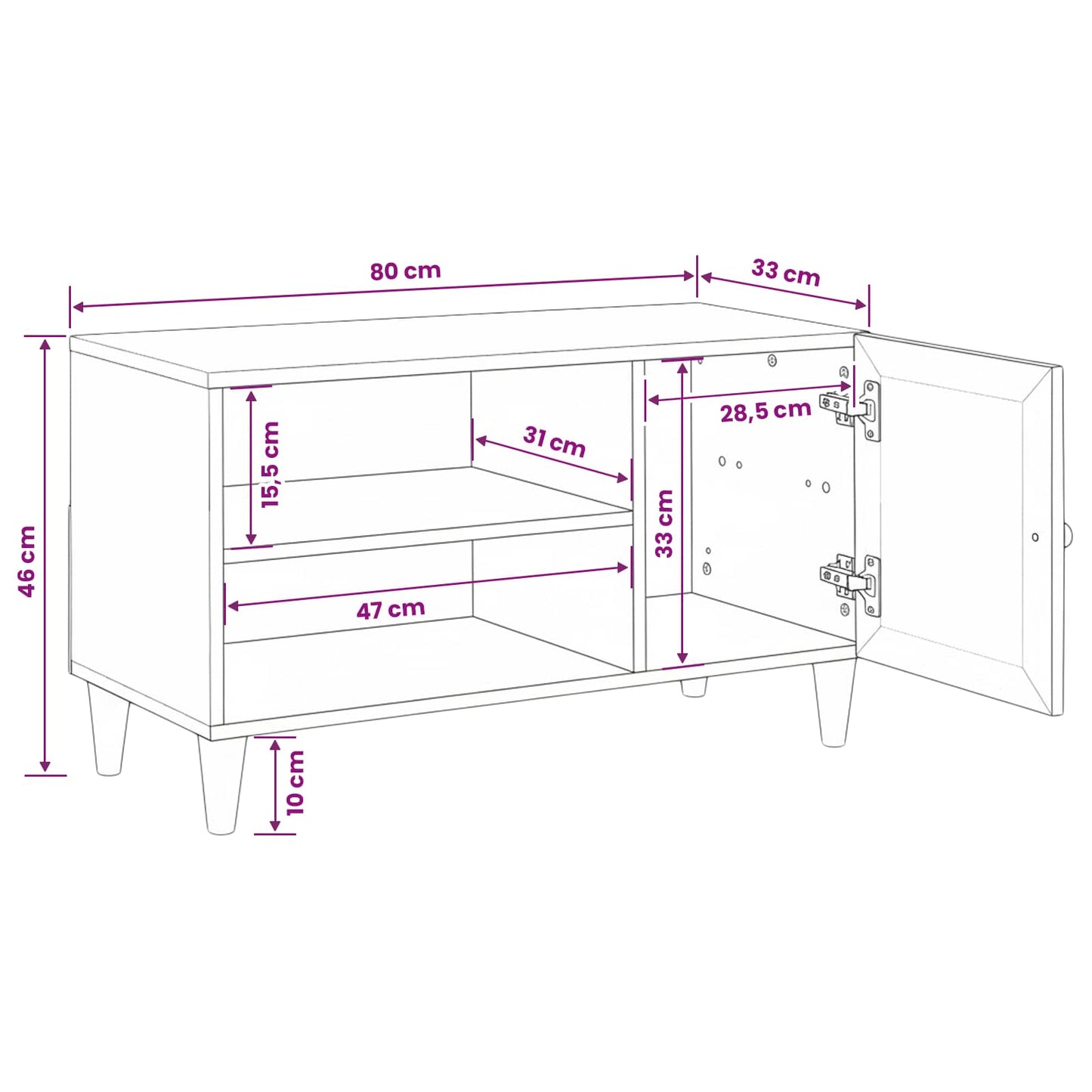 vidaXL TV Units with Shelf Light Brown 80 x 33 x 46 cm Engineered wood