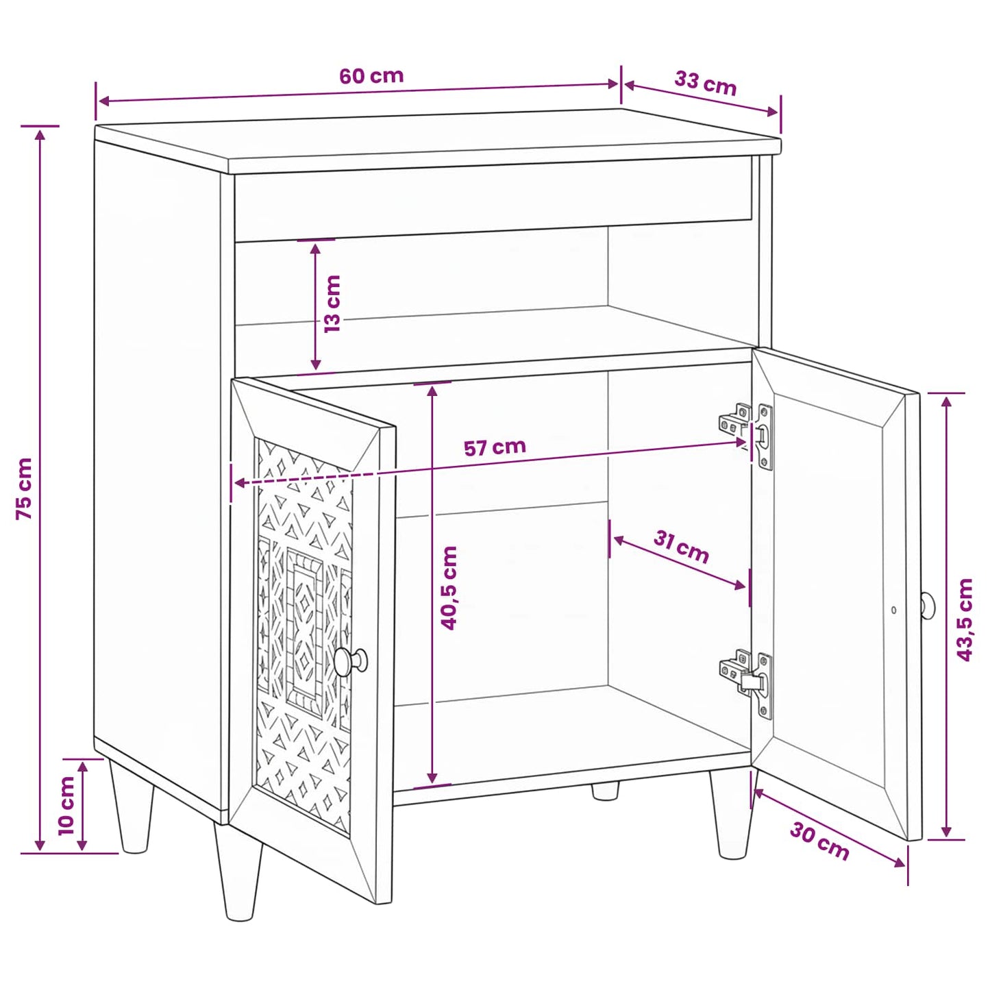 vidaXL Sideboard Light brown 33.5 x 60 x 75 cm
