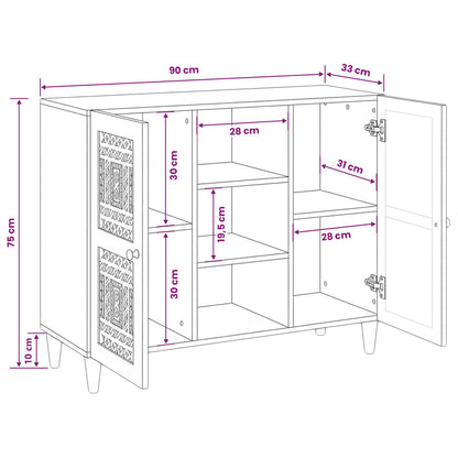 vidaXL Sideboard 90 x 33 x 75 cm Solid Mango Wood