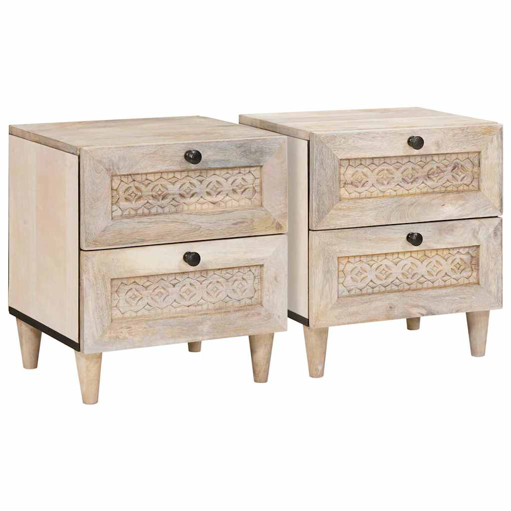 vidaXL Bedside Cabinet 2 pcs White 40 x 33 x 46 cm Engineered Wood
