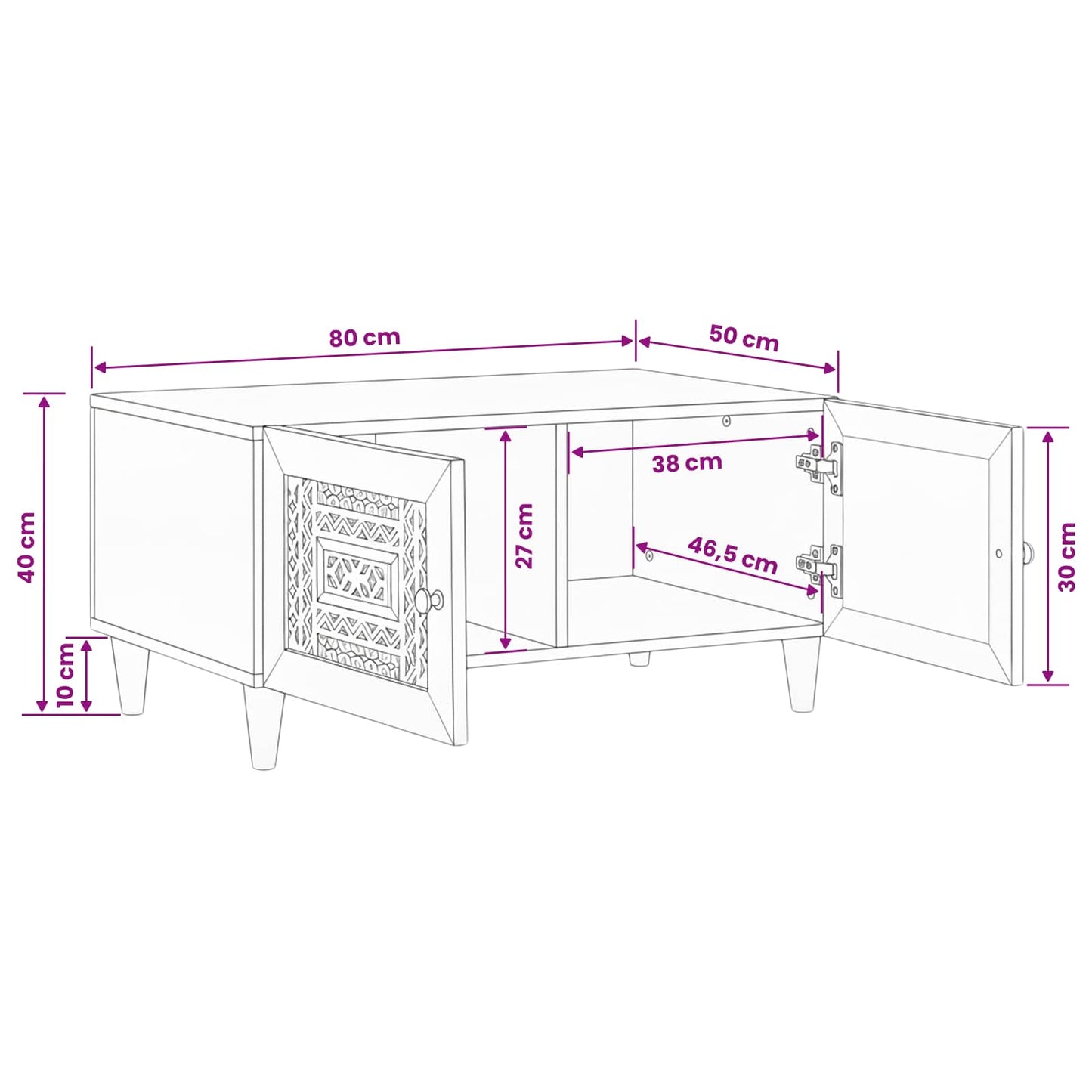 vidaXL Coffee Table White 80 x 54 x 40 cm Engineered Wood
