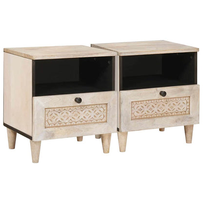 vidaXL Bedside Cabinet 2 pcs White 40 x 33 x 46 cm Engineered Wood