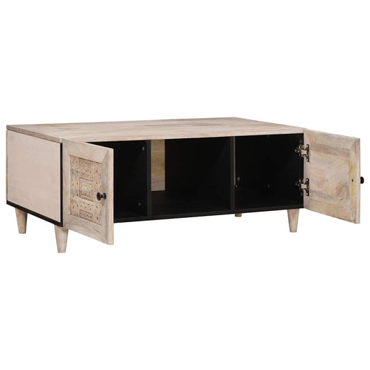 vidaXL Coffee Table Bleached White 100 x 54 x 40 cm Solid Mango Wood