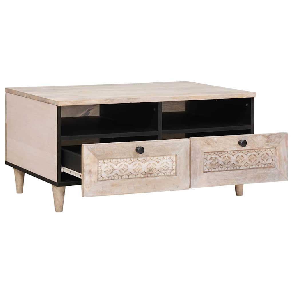 vidaXL Coffee Table Bleached White 80 x 54 x 40 cm Solid Mango Wood