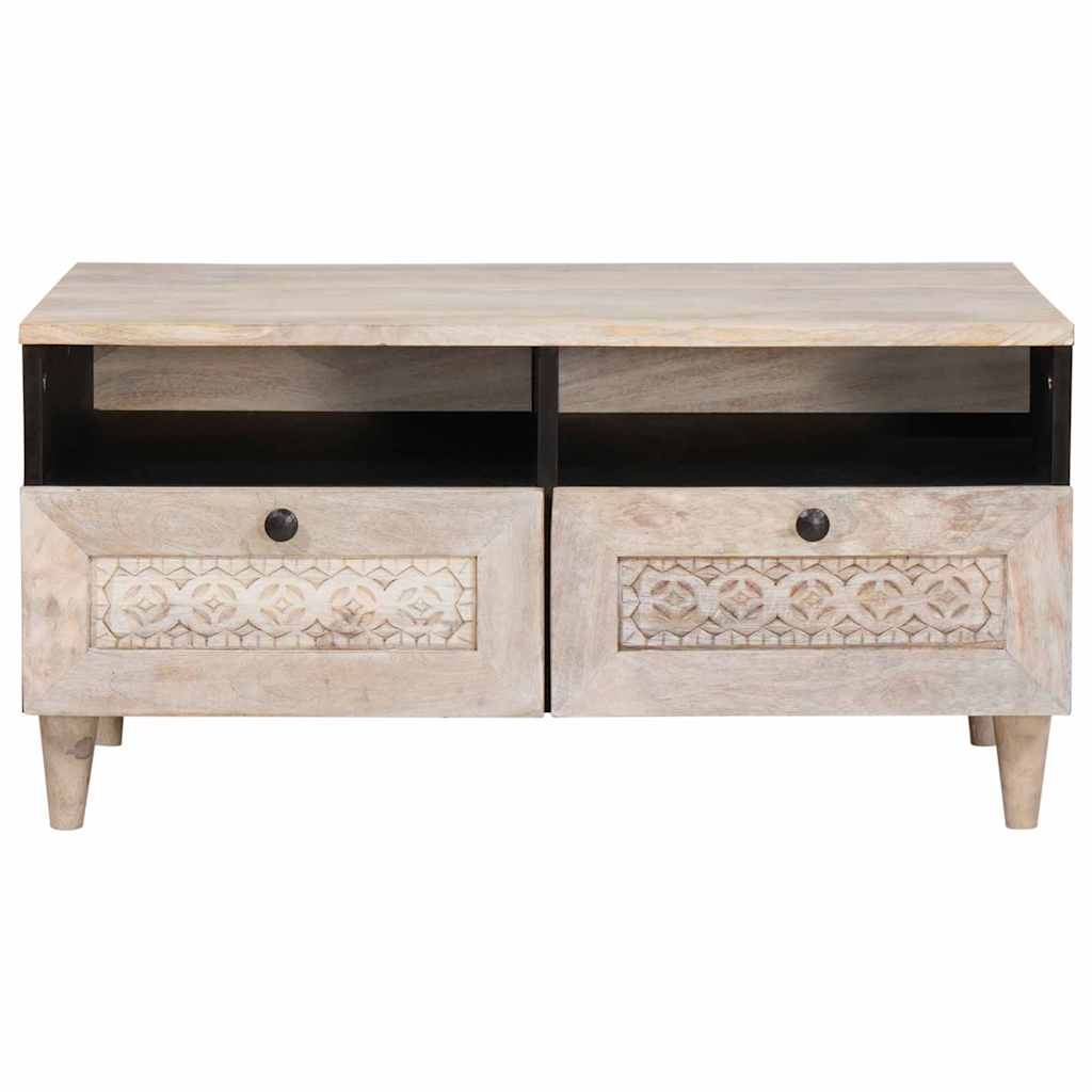 vidaXL Coffee Table Bleached White 80 x 54 x 40 cm Solid Mango Wood