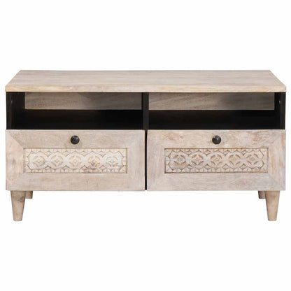 vidaXL Coffee Table Bleached White 80 x 54 x 40 cm Solid Mango Wood