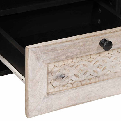 vidaXL TV Cabinet Bleached White 100 x 33 x 46 cm Solid Mango Wood