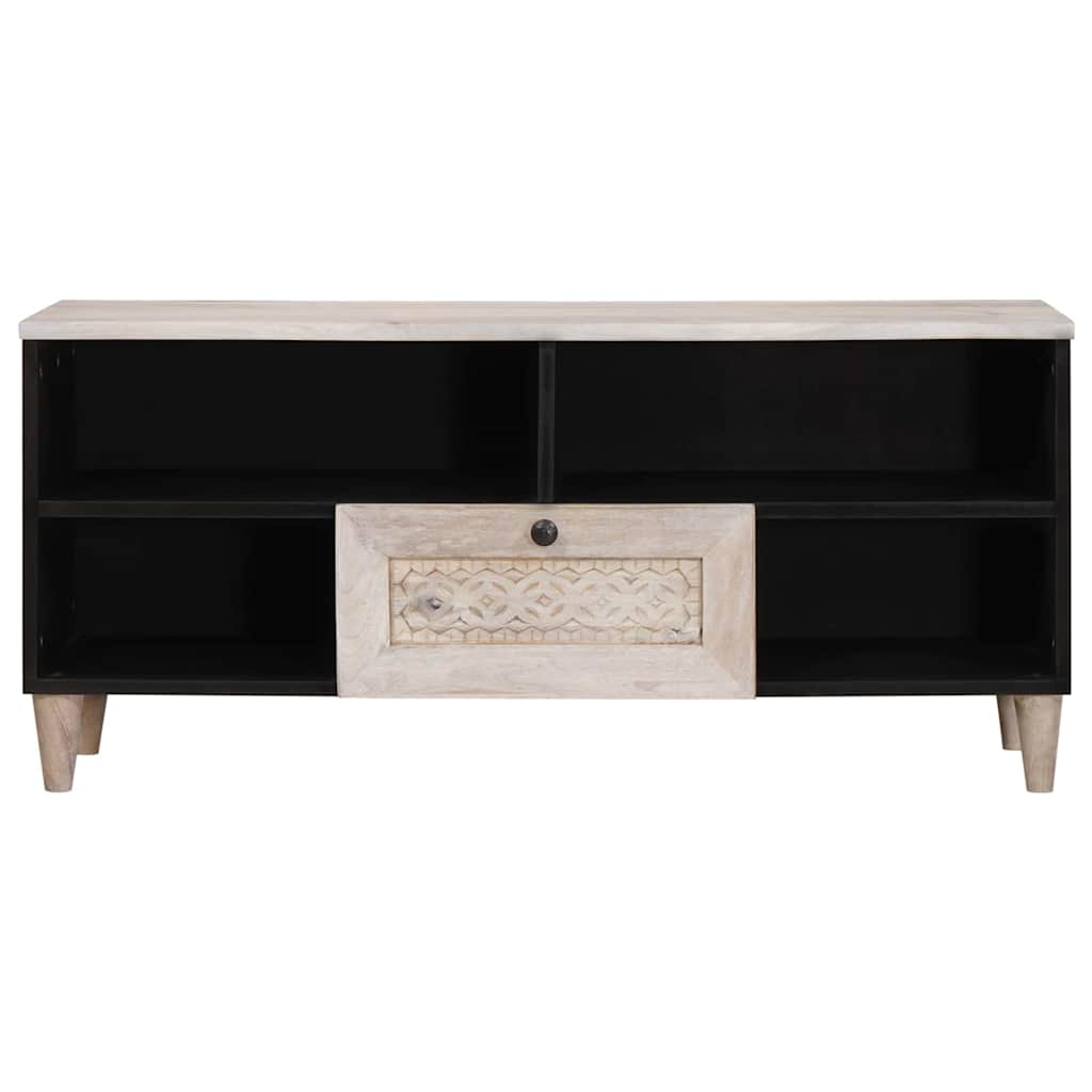 vidaXL TV Cabinet Bleached White 100 x 33 x 46 cm Solid Mango Wood